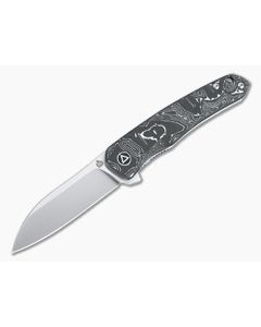 QSP Knives Otter Satin S35VN Silver Foil Carbon Fiber Liner Lock Flipper QS140-A1