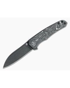 QSP Knives Otter Black Stonewashed S35VN Silver Foil Carbon Fiber Liner Lock Flipper QS140-A2