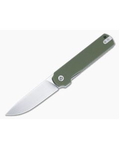 QSP Lark Liner Lock Top Flipper Green G10 Handles Hand Rubbed Satin 14C28N Drop Point 144-C