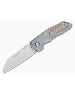 MKM Mikita Root Anso M390 Natural Canvas Micarta Inlaid Titanium Slip Joint Folder RT-NCT