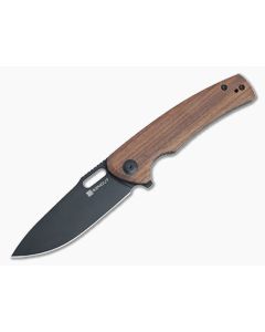 Sencut Vesperon Liner Lock Flipper Guibourtia Wood Handles Black Drop Point Blade S20065-4