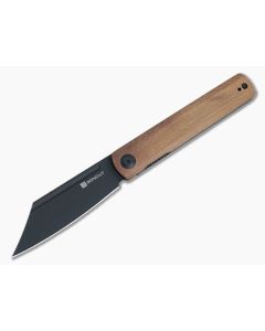 Sencut Bronte Top Flipper Cuibourtia Wood Handles Black Stonewashed Reverse Tanto Blade SA08E