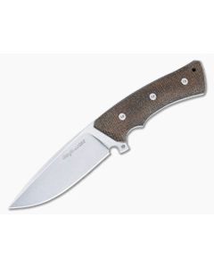 Viper Gianghi Fixed Blade Brown Burlap Micarta Handles Stonewashed N690 Drop Point V4882IM