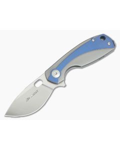 Viper Lille Satin M390 Titanium Liner Lock Flipper Blue Anodized Overlay V5962TIBL