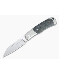 Viper Hug Thiel Design Satin M390 Two Bolsters Dark Matter Blue Carbon Fiber Slip Joint Knife V5994FCB