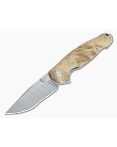 Viper Katla Poplar Wood Liner Lock Flipper Damascus Tanto VA5985PI