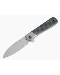 WE Knives Soothsayer Flipper Blasted 20CV Black Twill Carbon Fiber Folder WE20050-1
