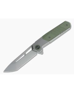 WE Knives Arsenal Ostap Hel Gray Stonewashed 20CV OD Green G10 Frame Lock Flipper WE20073-1