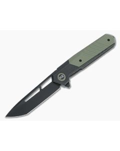 WE Knives Arsenal Ostap Hel Black Stonewashed 20CV OD Green G10 Frame Lock Flipper WE20073-2