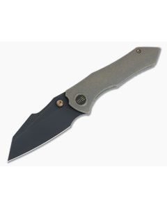 WE Knives High-Fin Black Stonewashed 20CV Bronze Titanium Frame Lock Folder WE22005-2