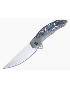 WE Merata Limited Edition Frame Lock Flipper Hand Rubbed Satin 20CV Nebula Fat Carbon Inlay Gray Titanium WE22008B-2