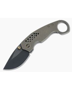 WE Envisage Front Flipper Bronze Titanium Handles Black Stonewashed 20CV Drop Point Blade 22013-3