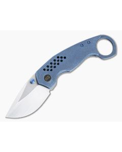 WE Envisage Front Flipper Blue Titanium Handles Satin 20CV Drop Point Blade 22013-4