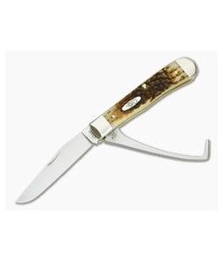 Case Amber Bone Peach Seed Jig Equestrian's Knife 00144