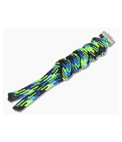 Chris Reeve Small Sebenza 21 Multicolored Knotted Lanyard Aquatic/Silver