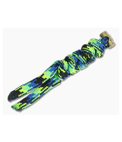 Chris Reeve Small Sebenza 21 Multicolored Knotted Lanyard Aquatic/Gold