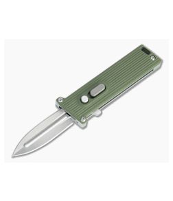 D Rocket Design Tallin Satin M390 Green G10 Single Action CA Legal OTF Automatic