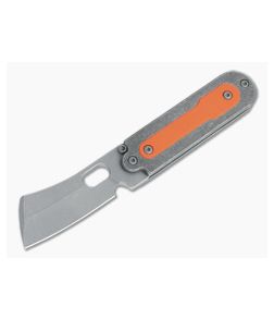 Serge Knife Co. Mid-Tech Bean Cleaver Acid Washed Nitro-V Orange G10 Inlay Slip Joint Top Flipper 006