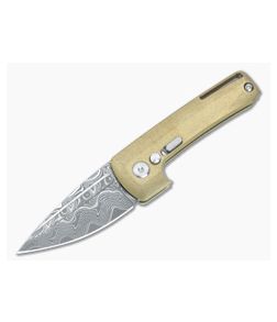 D Rocket Design Harlock Automatic Bronze Aluminum Handle Damascus Spear Point 0083