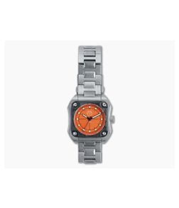 Serge Knife Co. Model 1 Wristwatch Orange Dial Marbled Carbon Fiber Bezel Miyota 9039 Movement 009