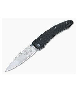 MCusta Tsuchi Large Black Hammered San Mai Damascus VG10 Frame Lock Folder 0114BD