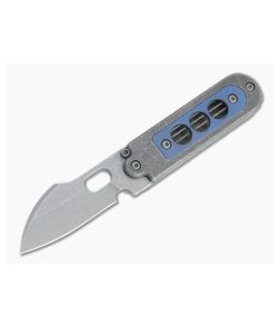 Serge Knife Co. Bean Flipper Mid-Tech Harpoon Acid Washed Nitro-V Blue Window Titanium Slip Joint 011