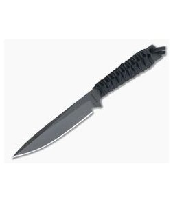 M. Strider Knives WP Hand Ground Spear Point Black PSF27 Black Paracord 0123