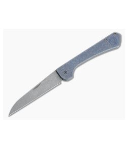 Serge Knife Co. Wildcard Dark Stonewashed M390 Blue Titanium Slip Joint Folder 017