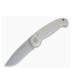 Boker Magnum SpeedMaster Blasted AUS-8 Drop Point Grey Aluminum Automatic 01BO007N