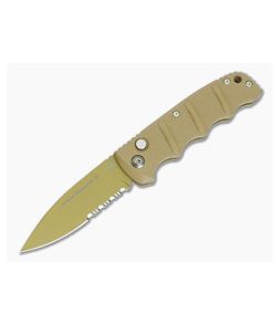 Boker Kalashnikov 74 Automatic Desert Tan Aluminum Handle D2 Part Serrated Drop Point 01KALS103N