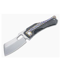 Serge Knife Co. Trisect Frame Lock Folder Flamed Titanium Inlays Stonewashed M390 Cleaver Blade 023