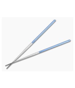 Foltsum 2-Piece Titanium Chopsticks Blue Satin