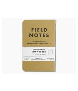 Field Notes Original Kraft Ruled Paper Left-Handed Memo Notebook 3 Pack