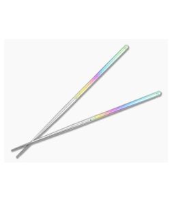 Foltsum 2-Piece Titanium Chopsticks Rainbow Satin