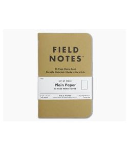 Field Notes Original Kraft Plain Paper Memo Notebook 3 Pack