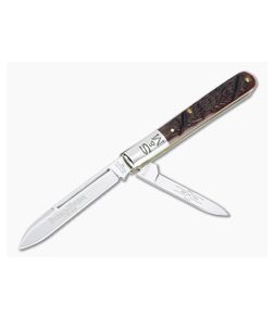 Queen Schatt & Morgan 2008 Series XVIII Horticulturists Knife Brown Worm Groove Bone Slip Joint 042297