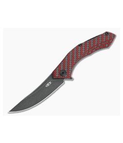 Zero Tolerance 0460RDBW Flipper LTD BlackWash 20CV Red and Black Carbon Fiber Folder