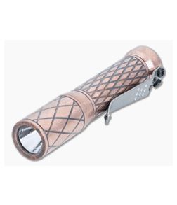 Laulima Metal Craft Diamond Slim Flashlight Patina Tumbled Copper 4000K Neutral White LED 14500 LMC-047