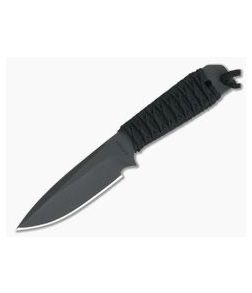 M. Strider Knives WP Hand Ground Spear Point Black ATS-34 Paracord Wrap 050