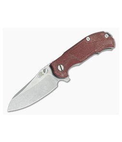 Hinderer Knives MP-1 Red Linen Micarta 3.25" Stonewashed Flipper