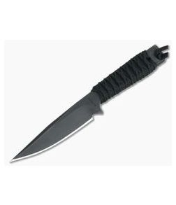 M. Strider Knives WP Hand Ground Clip Point Black ATS-34 Paracord Wrap 052