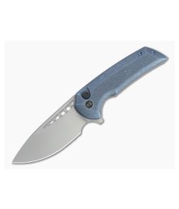 WE Knives x Ferrum Forge Mini Malice Blasted 20CV Stonewashed Blue Button Lock Flipper WE054BL-3