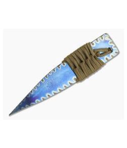 M. Strider Knives Flamed Titanium Wide Nail 5.09" Cord Wrapped Fixed Blade