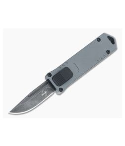 Boker Plus USB Gray Handle Black Stonewashed D2 Blade Small OTF Automatic 06EX276