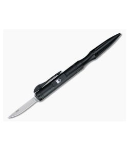 Boker Plus OTF Pen Satin D2 Black Aluminum Automatic Knife Ink Pen 06EX600