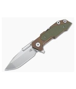 Hinderer Knives Full Track Spanto S35VN Bronze Stonewashed OD Green G10 Tri-Way Pivot Flipper