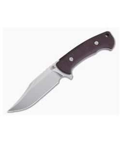 Hinderer Ranch Bowie Stonewashed CPM-3V Burgundy Micarta Fixed Blade