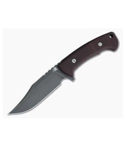 Hinderer Ranch Bowie Battle Black CPM-3V Burgundy Micarta Fixed Blade