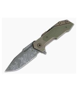 Hinderer Knives Full Track Spanto S35VN Battlefield Pickup OD Green G10 Tri-Way Pivot Flipper