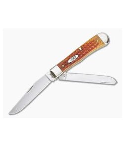 Case Trapper Pocket Worn Harvest Orange Corn Cob Jig Bone 07401